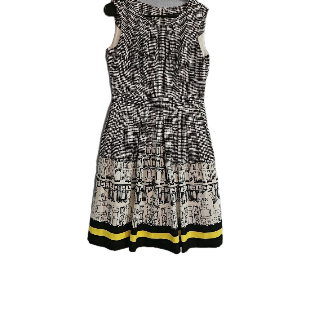 Ellen Tracy Women's Border Print‎ Fit & Flare Sleeveless Dress Size 6